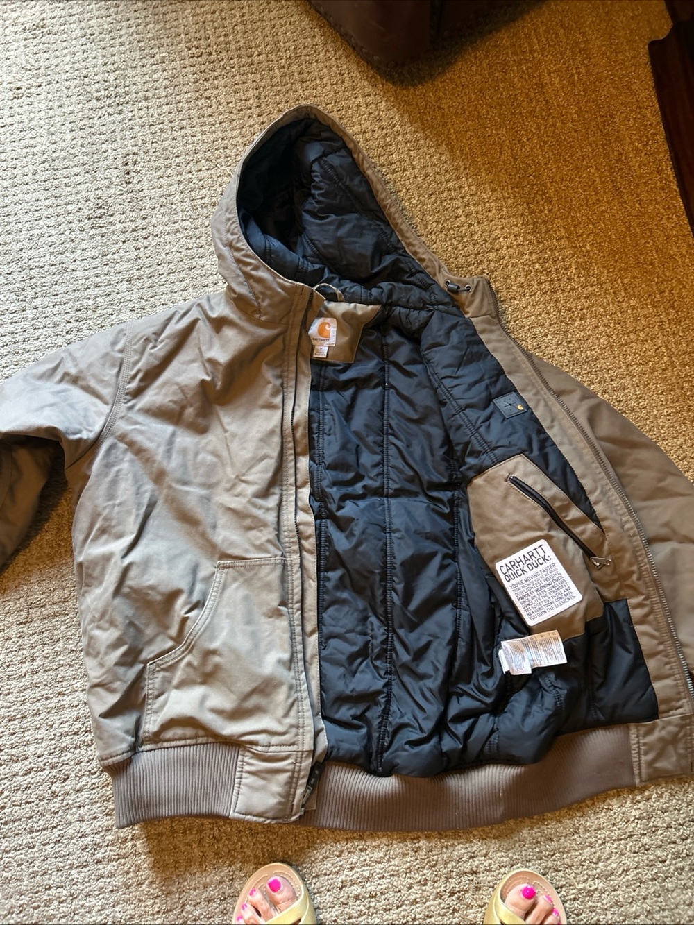 VTG Carhartt Men's Hooded quick duck Insulated Jacket in Brown medium